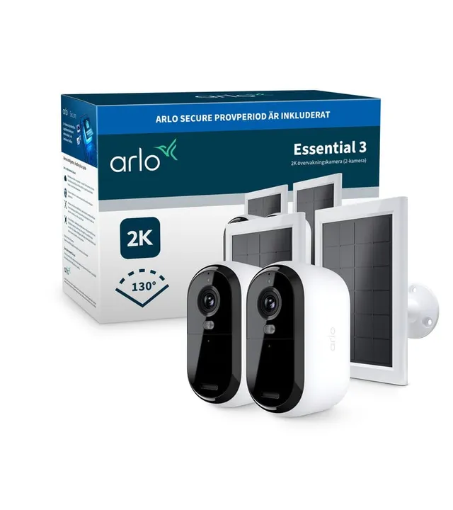 Essential 3 2K Utomhus övervakningskamera med solcellspanel 2-pack