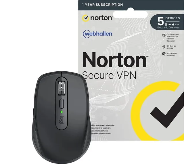 MX Anywhere 3S - Graphite + Norton Secure VPN / 1 år / 5 Enheter