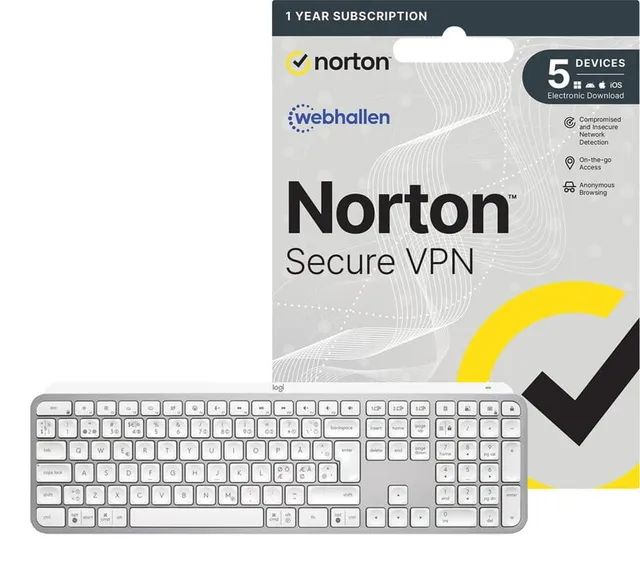 MX Keys S - Pale Grey + Norton Secure VPN / 1 år / 5 Enheter